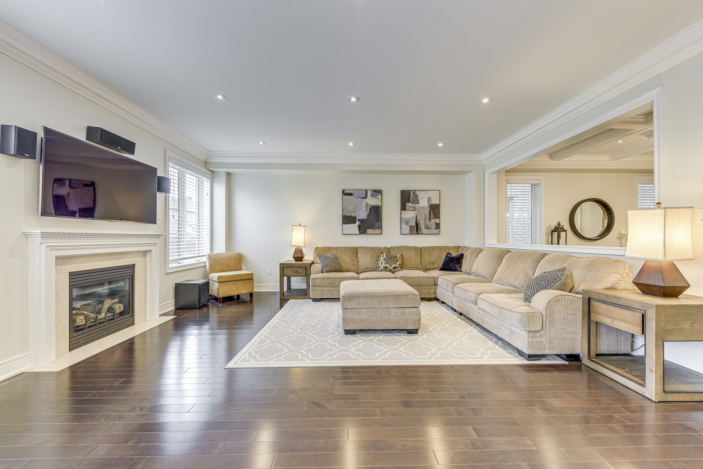 A living room prepared for photography