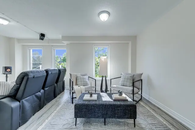 Family room seating and front windows