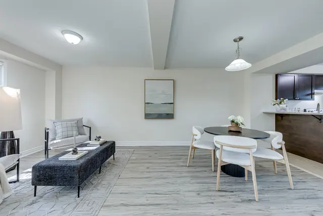 Dining area between the family room and kitchen